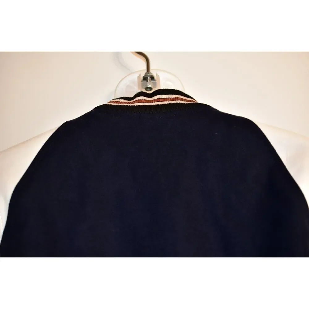 COACH 4 Riverdale Varsity Jacket White Leather Navy Bomber Ice Cream Patch Rare